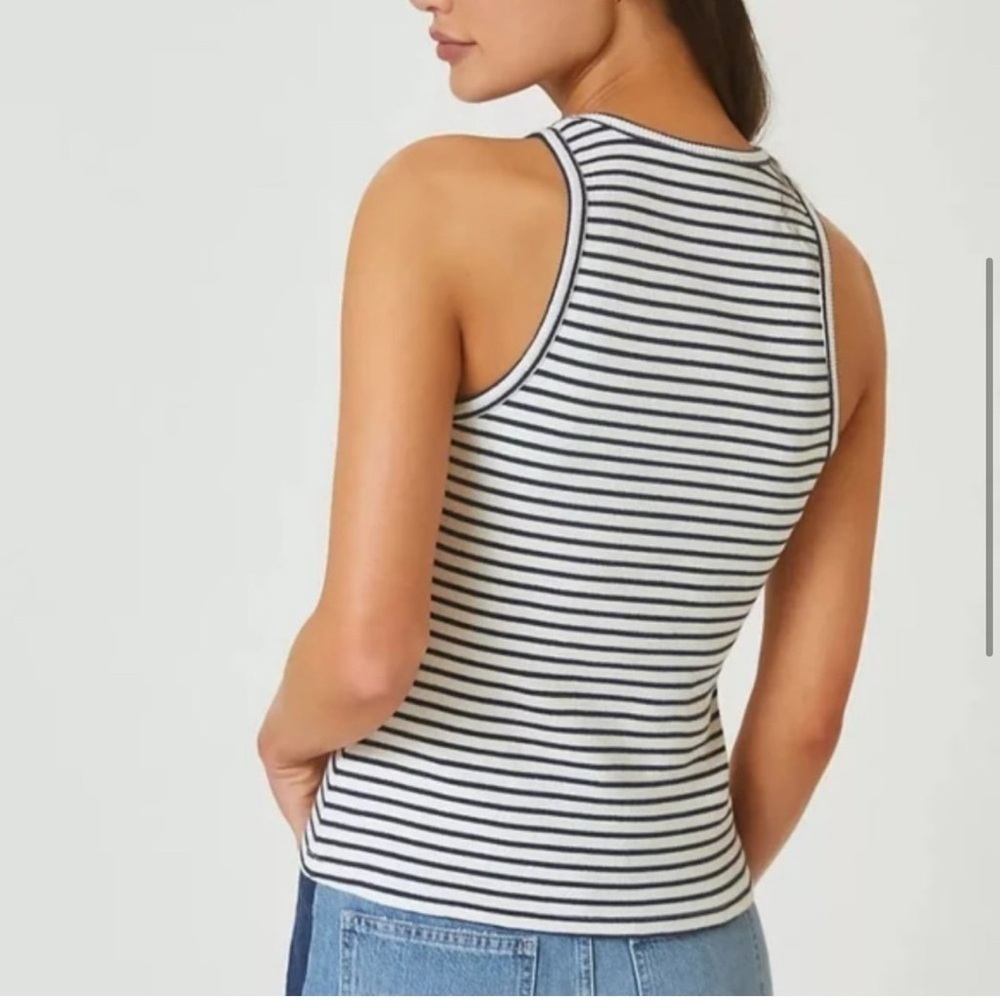 Anthropologie Maeve Stripped Ribbed Tank Top - Picture 2 of 7